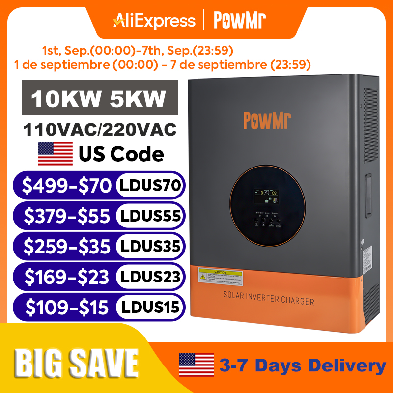 PowMr 10KW 5KW Split Phase Inv - đánh giá và giá Drone Solar Charger